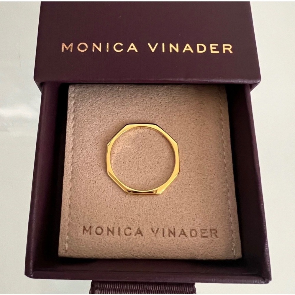 Monica Vinader Octagon Stacking Ring, 18 Karat Gold Vermeil, Size 7, NWT
